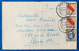 Allemagne, Zone Française Divers Sur Enveloppe TAD SPEYER 28.3.1947 Pour Paris - (B593) - Other & Unclassified