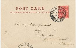 GB „GLASGOW / 41“ SCOTTISH DOUBLE CIRCLES (DOUBLE ARC TYPES 28mm – Large Type) On Superb Postcard To ARGENTINA - Cartas & Documentos