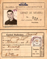CLUBUL SPORTIV UNIVERSITAR / UNIVERSITY SPORTS CLUB - CARTE De MEMBRE / ID - TIMBRE : 1948 - CINDERELLA - RRR ! (aj832) - Revenue Stamps