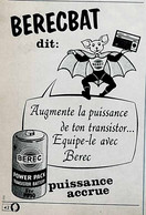 Publicité Papier PILE BEREC BAT CHAUVE-SOURIS  1967 52 TLP1077083 - Publicidad