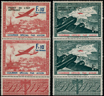 FRANCE Guerre LVF (*) - 4/5, 2 Paires Surchargées Tenant à Non Surchargées, Bdf (Spink) - Cote: 650 - War Stamps