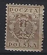 Poland 1919-20  Provisional Government  3f (*) MM  Mi.101 - Unused Stamps