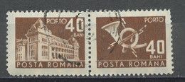 Roumanie - Rumänien - Romania Taxe 1967 Y&T N°T131 - Michel N°P111 (o) - 40b Hôtel Des Postes Et Cor Postal - Se Tenant - Port Dû (Taxe)