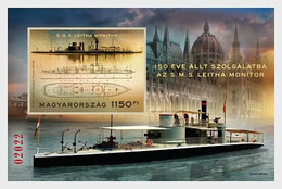 Hungary 2022 SMS Leitha Monitor Entered Service 150 Years Ago Imperforated Block - Ungebraucht