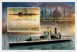 Hungary 2022 SMS Leitha Monitor Entered Service 150 Years Ago Perforated Block - Nuovi