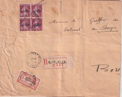 ALGERIE - 1926 - SEMEUSE + MERSON (RARE) SURCHARGES ! - DEVANT DE LETTRE REUTILISEE RECOMMANDEE De DJIDJELLI => BOUGIE - Cartas & Documentos