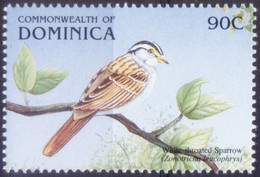 White-throated Sparrow, Birds, Dominica 1999 MNH - Passeri