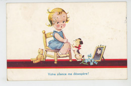 Illustrateur ENFANTS - JOHN WILLS Non Signée - Jolie Carte Fantaisie Fillette Avec Chien Et Ours En Peluche - Wills, John