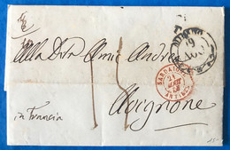 France TAD D'entrée SARDAIGNE ANTIBES 21.8.1846 Sur Lettre - (A074) - Marques D'entrées