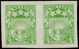 LETTONIE Poste (*) - 173, Paire Non Dentelée: 3s. Vert-jaune (Michel 172 II) - Latvia