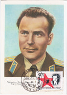 Poland Polska 1964 Cosmonaut Astronaut Titov, Pace Cosmos Rocket Missile, Canceled In Warszawa, Post Card USSR 1961 - Maximumkaarten