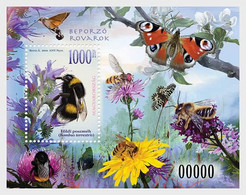 Hungary 2021 Pollinating Insects Perforated Numbered Block Mint - Unused Stamps