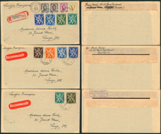 Petit Lot De 8 Lettres Recommandé Affranchissement Lion Héraldique + Complément. - 1929-1937 Lion Héraldique