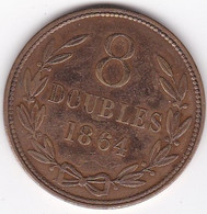 Guernesey 8 Doubles 1864 , En Bronze , KM# 7 - Guernsey