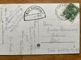 1916 Unusual Postmarks Hrad Valdštejn Half Circle + LAZNE Bad Wartenbergon Postcard Sent To Libau - ...-1918 Voorfilatelie