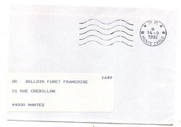 MONACO--1992--Partie Droite De Lettre De MONTE CARLO  Pour  NANTES-44 ( France)-cachet Mécanique SECAP -- PP Monte Carlo - Brieven En Documenten