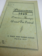 Fédération Sportive De France/Concours De Musique & Grand Prix Fédéral /Réglement Des Concours/1949      PROG314 - Programs