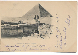 2039PR/ Egypt PC Pyramides De Cheops - Le Sphinx French Stamp Canc. Alexandrie 1903 > Belgium - Pyramids