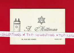 JUDAICA  EMOUVANTE CARTE DE VISITE 1939 MR A. MITTMAN COMMERCANT EN TOILES RUE DES ROSIERS QUARTIER JUIF PARIS - 1900 – 1949