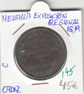 CRM0145 MEDALLA EXPOSICION REGIONAL CADIZ 1879 45 - Altri & Non Classificati
