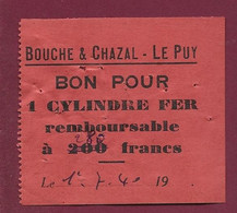 130622A - BON NECESSITE - Bouche & Chazal LE PUY Cylindre Fer Remboursable 280 Francs 1940 - Bons & Nécessité