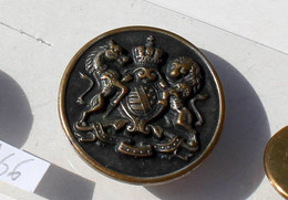 RARE BOUTON UNIFORME MILITAIRE ANCIEN - BLASON + LION + DRAGON / CHEVAL - D:27mm / BUTTON        (2202.183) - Boutons