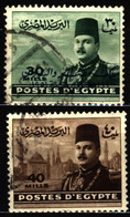 Egypt 1947 Mi 319-320 King Farouk In Front Of The Pyramids Of Gizeh (1) - Usati