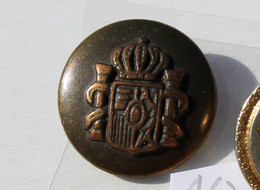 RARE BOUTON UNIFORME MILITAIRE ANCIEN - COURONNE + COLONNE + BLASON - D:20mm / BUTTON        (2202.176) - Boutons