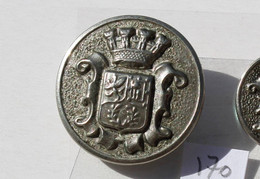 RARE BOUTON UNIFORME MILITAIRE ANCIEN COURONNE BLASON LION PHENIX LAURIER D:22mm / BUTTON        (2202.196) - Boutons