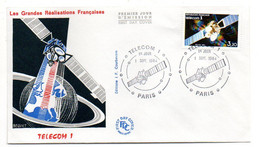 FDC  --1984-- TELECOM 1......(satellite).........cachet  PARIS --75..............à Saisir - 1980-1989