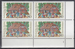 BRD  1186, 4erBlock Eckrand Rechts Unten, Postfrisch **,  Mit Formnummer "1", Rauhes Haus Hamburg, 1983 - Unused Stamps