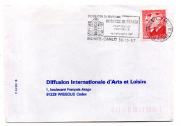 MONACO--1987-Lettre De Monte-Carlo Pour WISSOUS-91 (France)..timbre..cachet  Centenaire Du Diocèse........à Saisir - Lettres & Documents