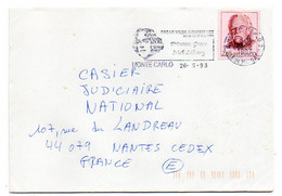 MONACO--1993-Lettre De Monte-Carlo Pour NANTES-44 (France)..timbre..cachet  Conférence OSCAR WILDE-Irish Library - Cartas & Documentos