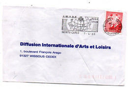 MONACO--1988--Lettre De Monte-Carlo Pour WISSOUS-91 (France)..timbre..cachet  A.M.A.D.E - Cartas & Documentos