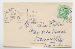 FRANCE MAZELIN 2FR VERT SEUL MIGNONNETTE NICE RP 12 NOV 1947 AU TARIF - 1945-47 Cérès De Mazelin