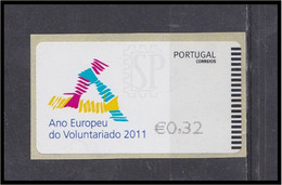 Portugal 2011 Etiquetas Autoadesivas Ano Europeu Do Voluntariado Correio Azul EMA E Post Volunteering Faire Du Bénévolat - Macchine Per Obliterare (EMA)