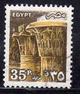 UAR EGYPT EGITTO 1985 1990 TEMPLE OF KARNAK CARVED CAPITALS 35p USED USATO OBLITERE' - Used Stamps