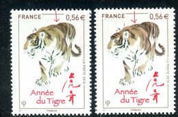 Variété N° Yvert  4433 Tigre - 1 Exemplaire Tigre Brun+ 1 Brun Vert  - Neufs Luxe -  V 943 - Nuovi