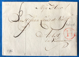 Pays-Bas, Griffe Rouge H (Hollande) Sur Lettre D'Amsterdam 13.10.1786 - (A089) - ...-1852 Prephilately