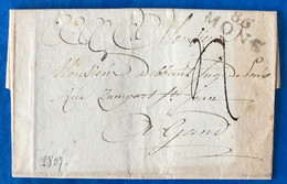 Belgique, Griffe 86 MONS Sur Lettre 30.3.1807 - (A137) - 1794-1814 (Période Française)