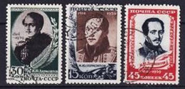 USSR 1939. 125th Birth Anniversary Of Mikhail Lermontov. Used. Mi Nr. 726-28 - Gebruikt