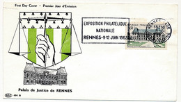 FRANCE - Env. FDC OMEC CONCORDANTE - 0,30 Palais De Justice Rennes - Expo Philatélique - 9/6/1962 RENNES - 1960-1969