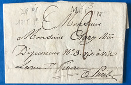 France Griffe 73 MELUN Sur Lettre 16.8.1815 Pour Paris - (A161) - 1801-1848: Précurseurs XIX