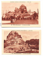 Cpa Lot 2 Cartes 2 Scannes Plus Verso Publicité "jean Bart" Pour 1 Carte, Parc Zoologique, Lions Et Lionnes, Belle Carte - Affen