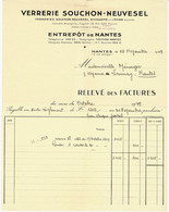 1949  VERRERIE VERRERIES SOUCHON NEUVESEL   RICHARME ET D'EVIAN REUNIES LYON ENTREPOT DE NANTES - 1800 – 1899