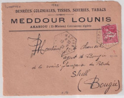 ALGERIE - 1933 - RARE CACHET HEXAGONAL De IL MATTEN (IND 10) Sur DEVANT DE LETTRE => PETROLE SHELL à BOUGIE - Storia Postale