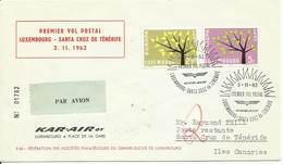 LUXEMBURGO,  SOBRE CONMEMORATIVO  A  SANTA CRUZ  DE TENERIFE,  AÑO  1962 - Storia Postale