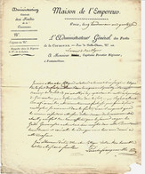 1805 ENTETE MAISON DE L’EMPEREUR PARIS Par Perache Franqueville à Le Marrier Boisdhyver VOIR SCANS+HISTORIQUE - Documents Historiques