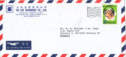 Taiwan Air Mail Cover Sent To Denmark 1983 ?? Single Franked - Airmail