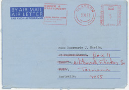 GB „GLASGOW / BOOKS & STATIONERY JOHN SMITH & SON“ Meterpost 5p On Very Fine Air Letter To TRUNDLE, New South Wales From - Lettres & Documents